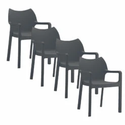 Diva Tuinstoel Donkergrijs - 4 Stuks