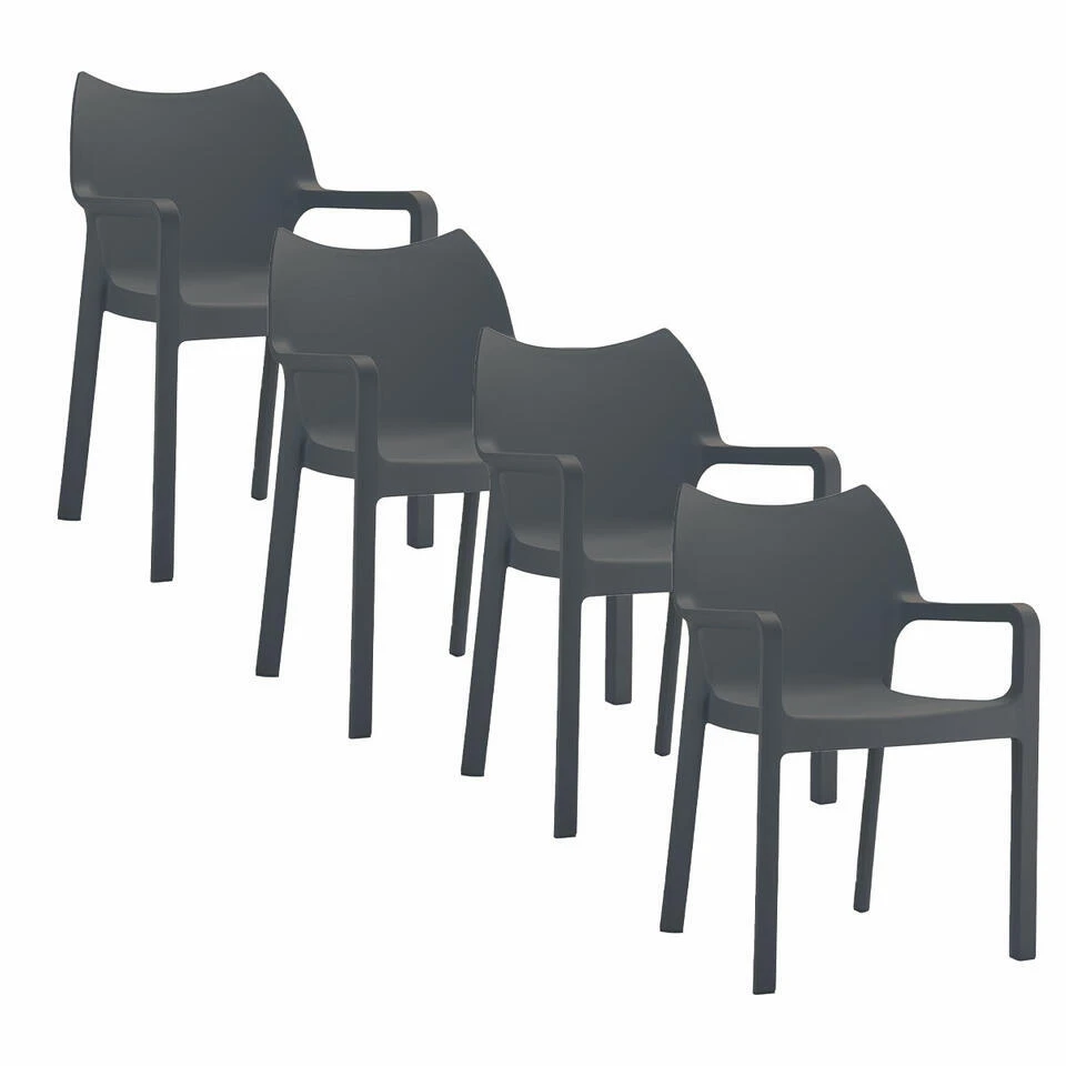 Diva Tuinstoel Donkergrijs - 4 Stuks 1 Diva Tuinstoel Donkergrijs - 4 Stuks
