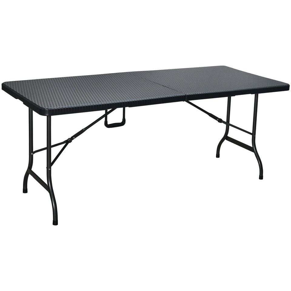 ERRO Vouwtafel - Wickerlook - 180x74cm - Zwart 1 ERRO Vouwtafel - Wickerlook - 180x74cm - Zwart