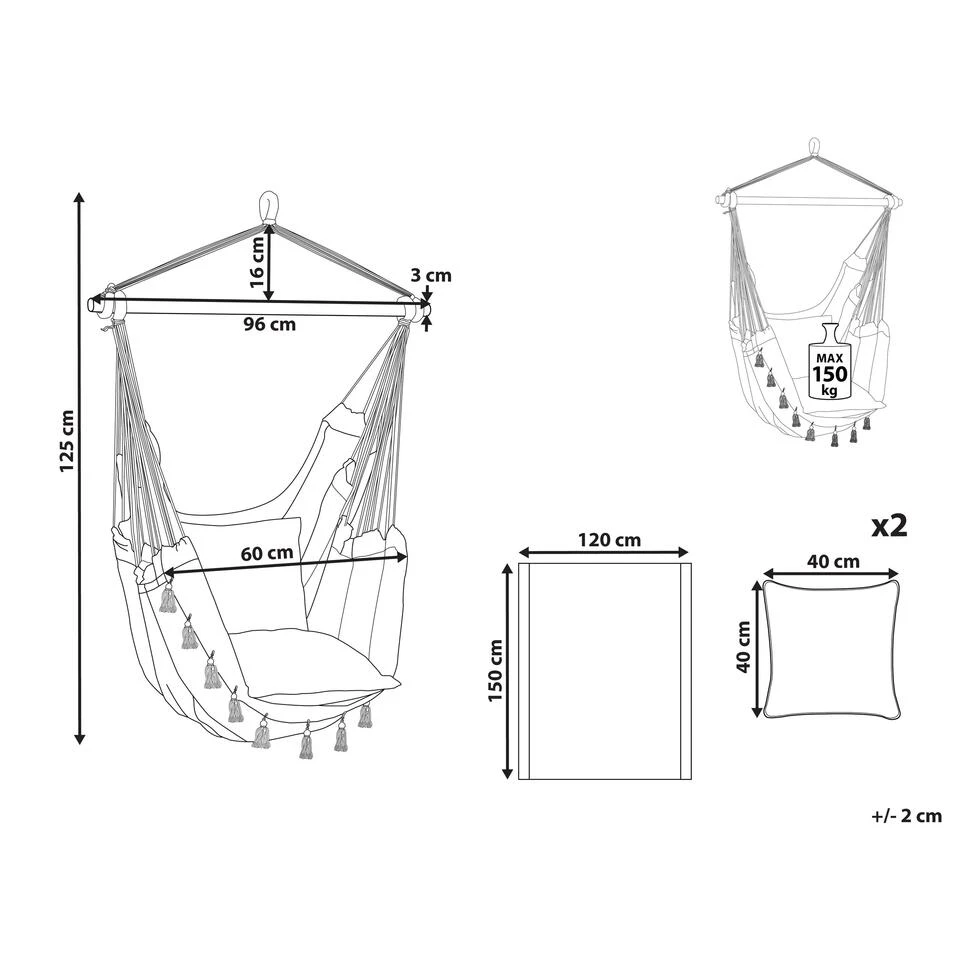 Beliani Hangstoel VARENA - Beige Katoen 3 Beliani Hangstoel VARENA - Beige Katoen - Afbeelding 3