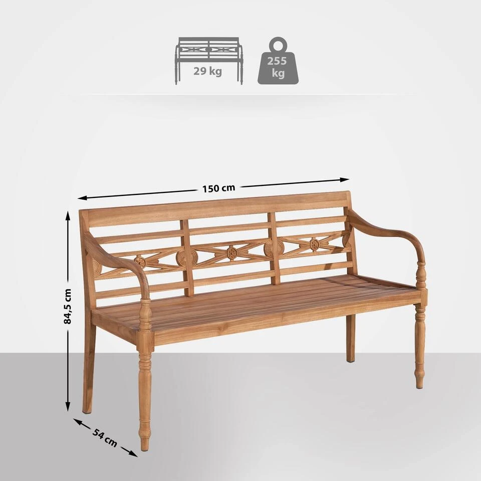 CLP Bank Maryland 150 Cm Teak 2 CLP Bank Maryland 150 Cm Teak - Afbeelding 2