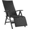 Tectake Wicker Tuinstoel Opklapbaar Met Aluminium Frame En Voetsteun, Zwart