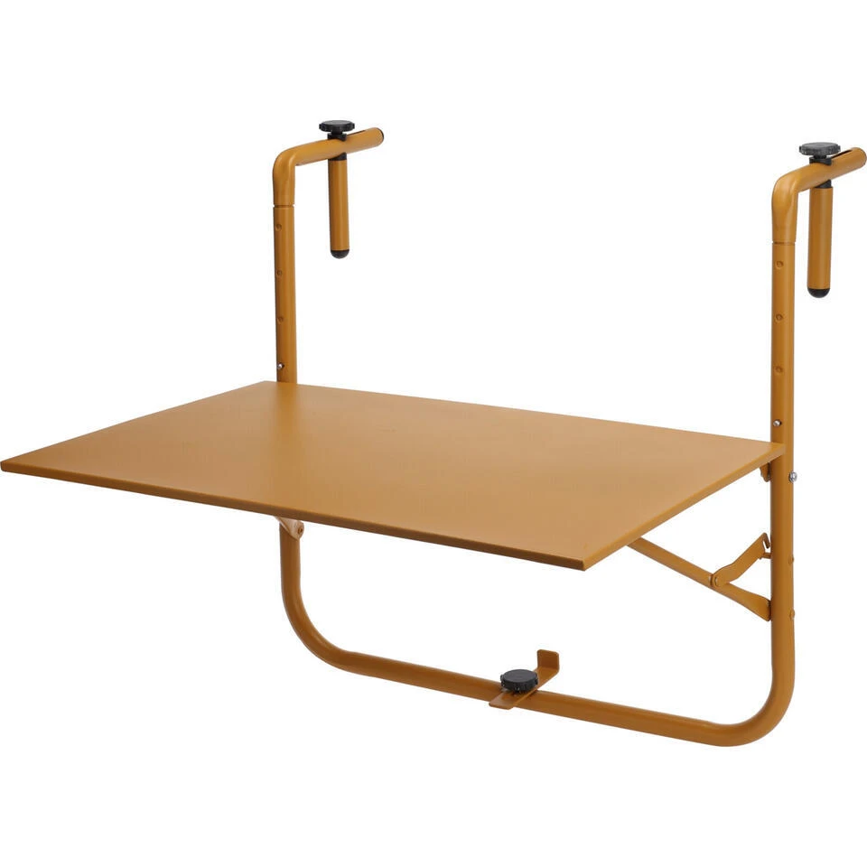 Pro Garden Balkon Tafel - Metaal - Mat Mosterd Geel - 60 X 43 Cm 1 Pro Garden Balkon Tafel - Metaal - Mat Mosterd Geel - 60 X 43 Cm