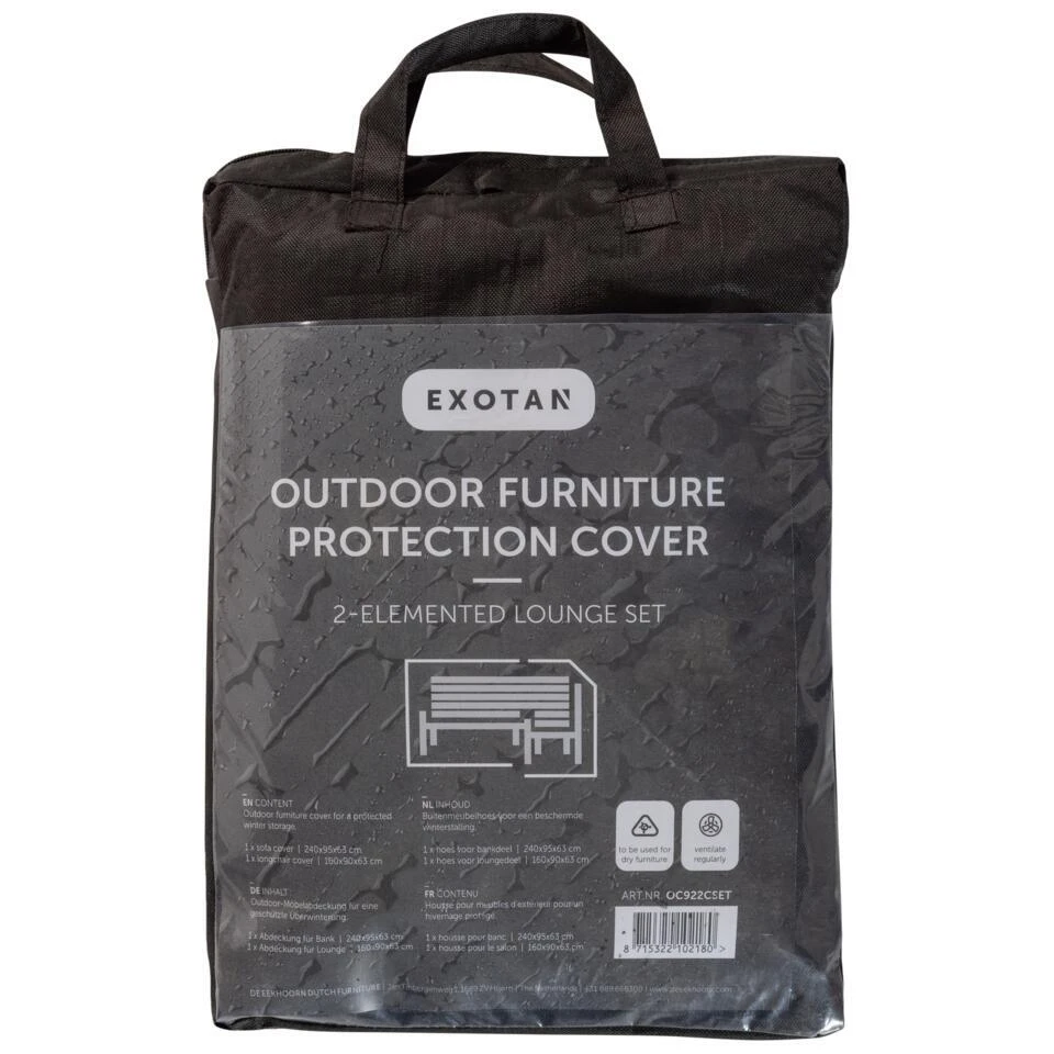 Exotan Beschermhoes Loungeset San Remo - PE - Zwart - 45x30x14 1 Exotan Beschermhoes Loungeset San Remo - PE - Zwart - 45x30x14