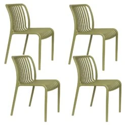 Housecraft Living Mante Tuinstoelen Kunststof Groen - Set Van 4