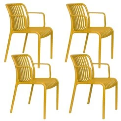 Housecraft Living Mante Tuinstoelen Geel - Set Van 4