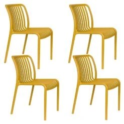 Housecraft Living Mante Tuinstoelen Kunststof Geel - Set Van 4