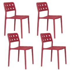 Housecraft Serra Tuinstoel/ Eetkamerstoel Kunststof Rood - Set Van 4