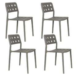 Housecraft Serra Tuinstoel/ Eetkamerstoel Kunststof Grijs - Set Van 4