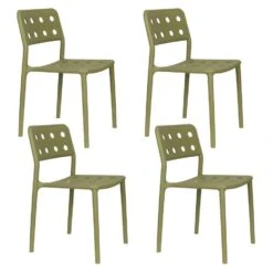 Housecraft Serra Tuinstoel/ Eetkamerstoel Kunststof Groen - Set Van 4