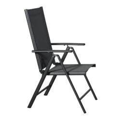 Hioshop Kelly 1 X Tuinstoel- Verstelbare Rug- 7 Posities- Zwart/grijs