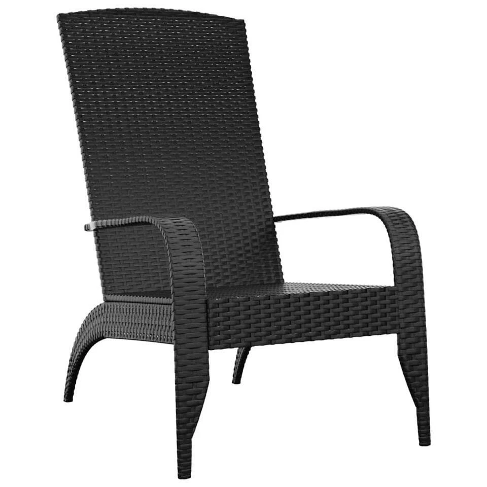 VidaXL - Tuinstoel Adirondack - Zwart - Poly Rattan 1 VidaXL - Tuinstoel Adirondack - Zwart - Poly Rattan