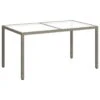 VidaXL - Tuintafel - Grijs - Gehard Glas En Poly Rattan - 150 X 90 X 75 Cm