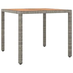 VidaXL - Tuintafel Met Houten Blad - Grijs - Poly Rattan En Acaciahout