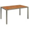 VidaXL - Tuintafel Met Houten Blad - Grijs - Poly Rattan - 150 X 90 X 75 Cm