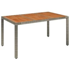 VidaXL - Tuintafel Met Houten Blad - Grijs - Poly Rattan - 150 X 90 X 75 Cm