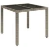 VidaXL - Tuintafel Met Glazen Blad - Grijs - Poly Rattan - 90 X 90 X 75 Cm