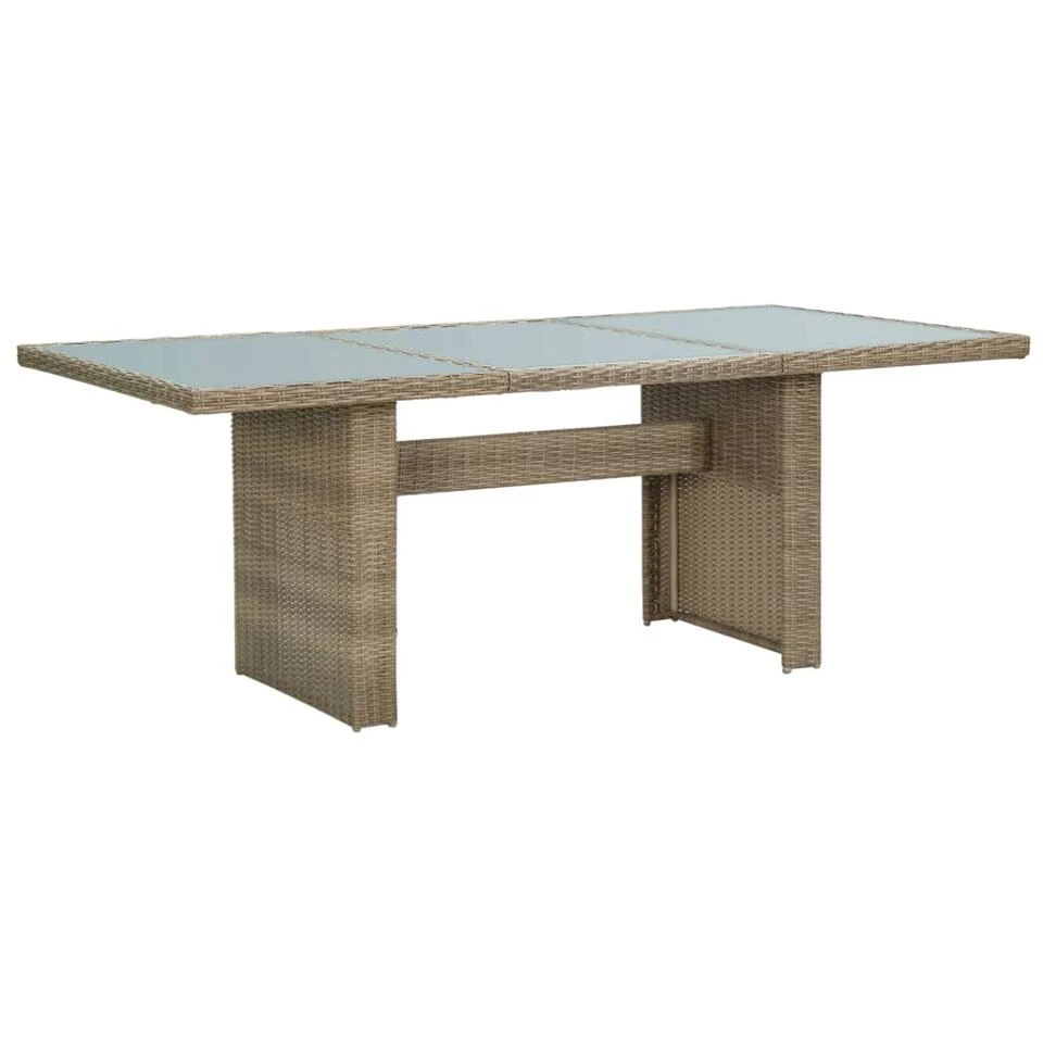VidaXL - Tuintafel - Bruin - Glas En Poly Rattan - 200x100x74 Cm 1 VidaXL - Tuintafel - Bruin - Glas En Poly Rattan - 200x100x74 Cm