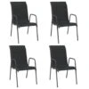 VidaXL - Tuinstoelen - Zwart - Staal En Textileen - 4 Stuks