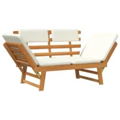 VidaXL - Tuinbank - Crème - Acaciahout - 190 Cm - 2-in-1 - Met Kussen