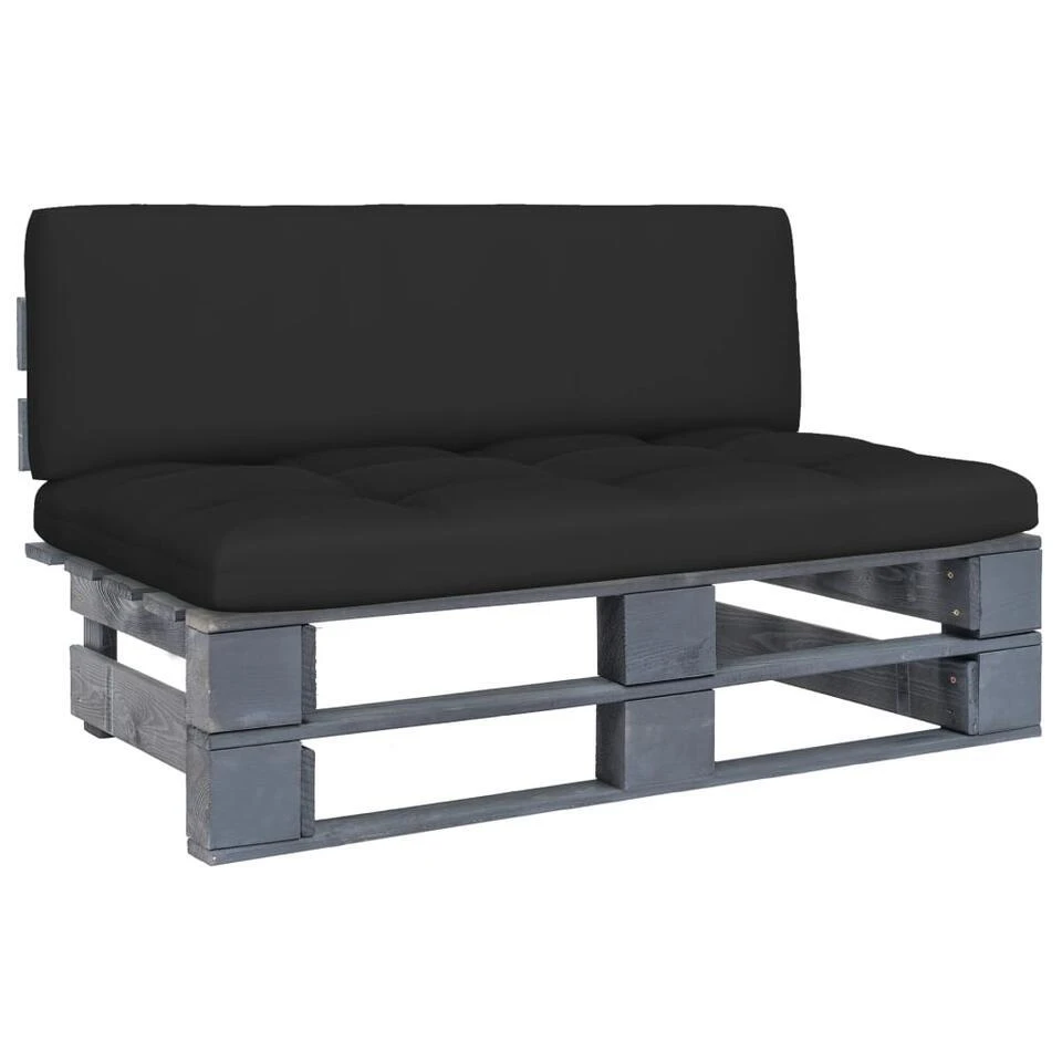 VidaXL - Pallet Middenbank - Grijs - Grenenhout 1 VidaXL - Pallet Middenbank - Grijs - Grenenhout