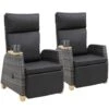 Tectake Wicker Fauteuil Pescara Met Aluminium Frame, Rugleuning Verstelbaar