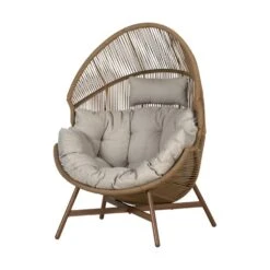 Lisomme Ayla Rattan Tuin Loungestoel Beige - Met Zitkussens