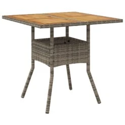 VidaXL - Tuintafel Met Acaciahouten Blad - Grijs - Poly Rattan - 80 X 80 X 75 Cm