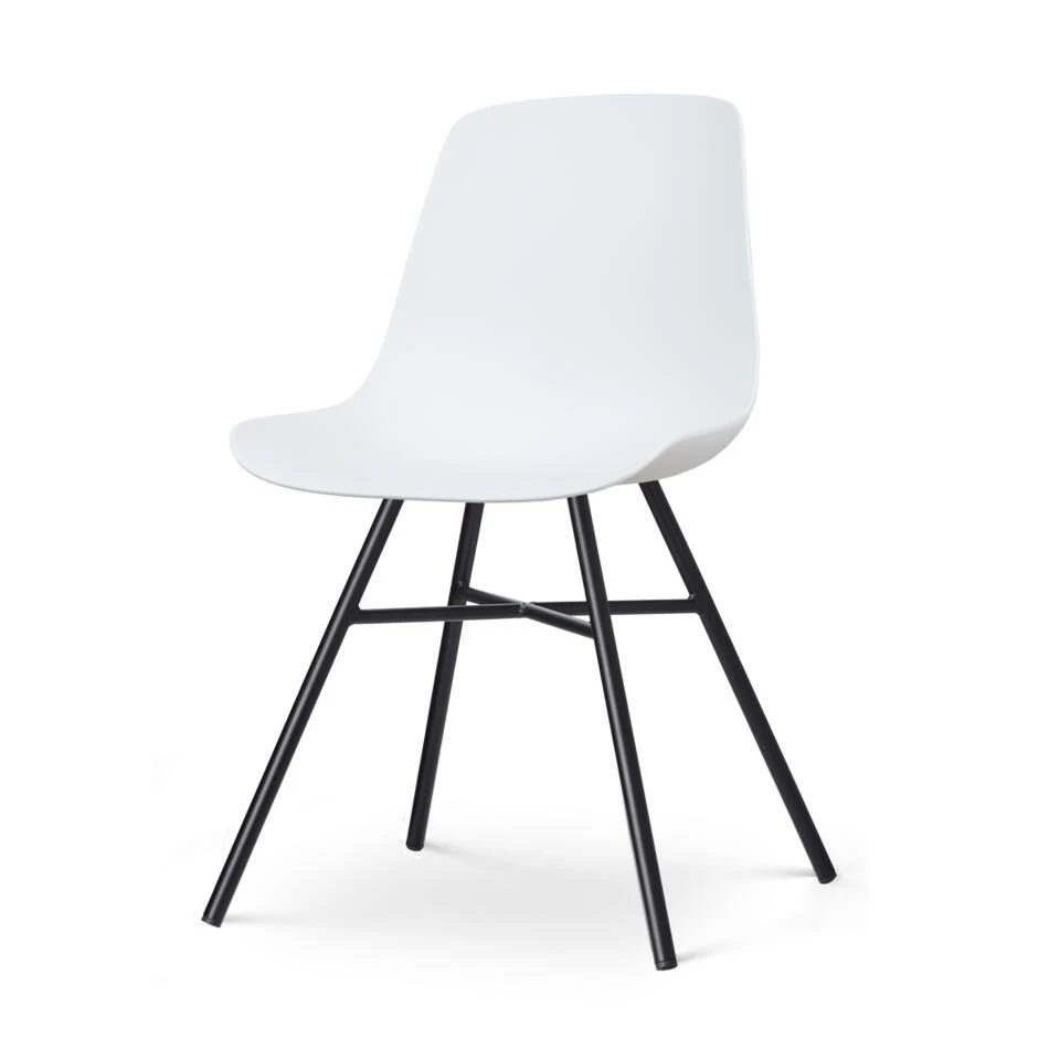 Nolon Noa-Pip Kunststof Tuinstoel Wit - Zwart Onderstel 1 Nolon Noa-Pip Kunststof Tuinstoel Wit - Zwart Onderstel
