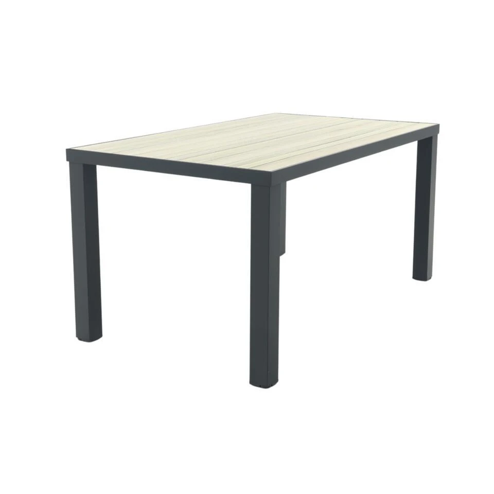 VDG Nola Tuintafel 160x90 Cm. - Antraciet/Houtlook 1 VDG Nola Tuintafel 160x90 Cm. - Antraciet/Houtlook