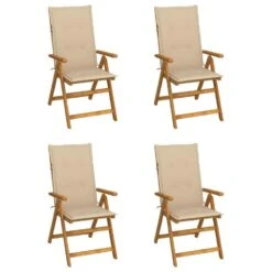 VidaXL - Verstelbare Tuinstoelen En Kussens - Beige - 57x69x111 Cm - 4 Stuks