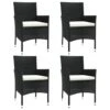 VidaXL - Buitenstoelen - Kussens - Zwart - Poly Rattan - 4 Stuks