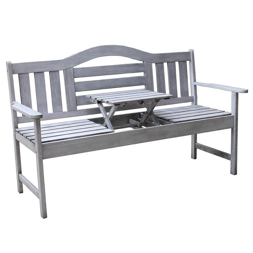 SenS-Line Nevada Tuinbank Met Uitklapbaar Tafeltje - Grijs - 150 Cm - Meranti H 1 SenS-Line Nevada Tuinbank Met Uitklapbaar Tafeltje - Grijs - 150 Cm - Meranti H