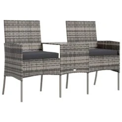 VidaXL - Tuinbank 2-zits Met Tafeltje - Antraciet - Poly Rattan