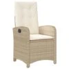 VidaXL - Tuinstoel Verstelbaar Met Kussens - Beige - Poly Rattan - 57x58.5x93 Cm