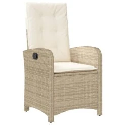 VidaXL - Tuinstoel Verstelbaar Met Kussens - Beige - Poly Rattan - 57x58.5x93 Cm