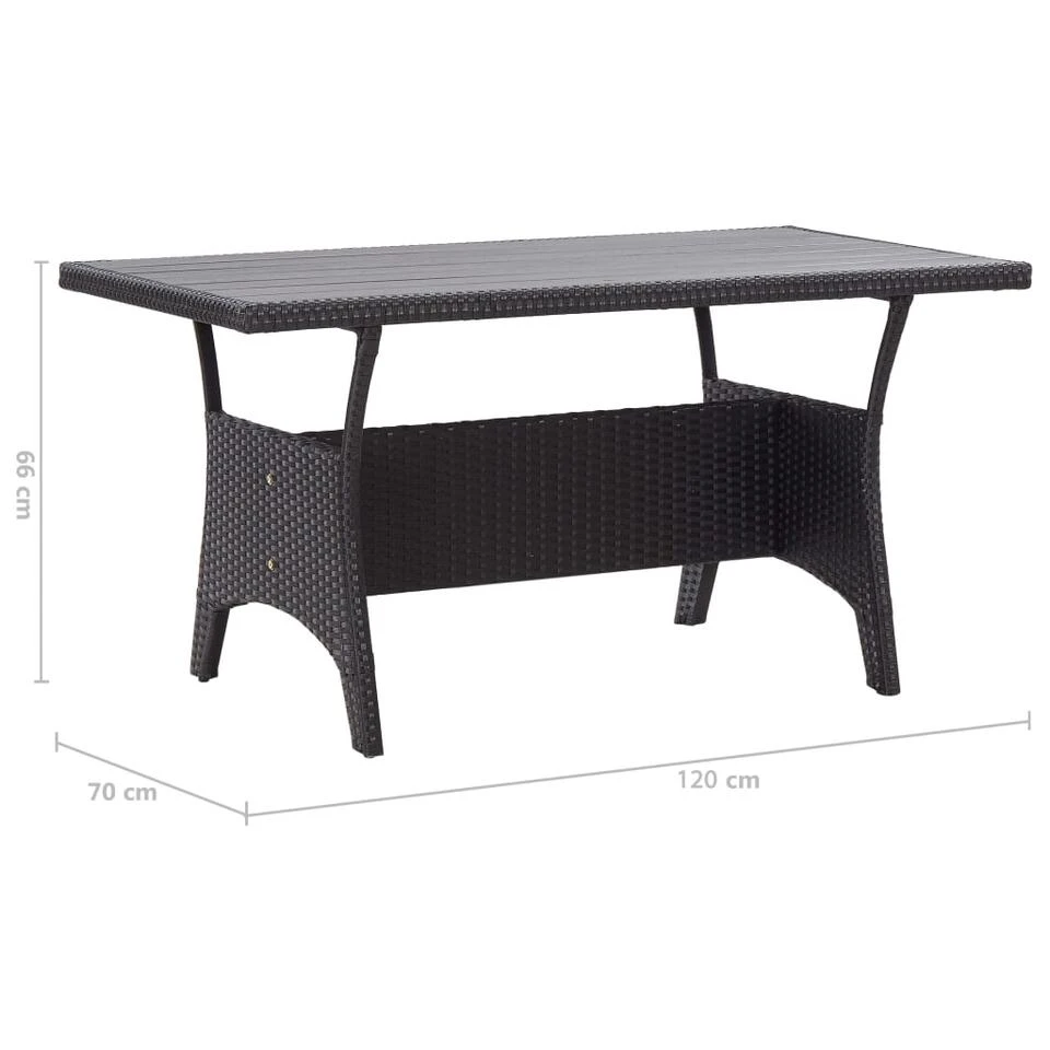 VidaXL - Tuintafel - Zwart - Poly Rattan - 120 X 70 X 66 Cm 6 VidaXL - Tuintafel - Zwart - Poly Rattan - 120 X 70 X 66 Cm - Afbeelding 6