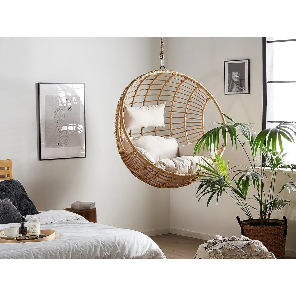Beliani Hangstoel ASPIO - Beige Pe Rotan 2 Beliani Hangstoel ASPIO - Beige Pe Rotan - Afbeelding 2