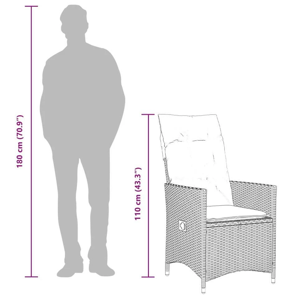 VidaXL - Tuinstoel - Zwart - Poly Rattan - 2 Stuks 10 VidaXL - Tuinstoel - Zwart - Poly Rattan - 2 Stuks - Afbeelding 10