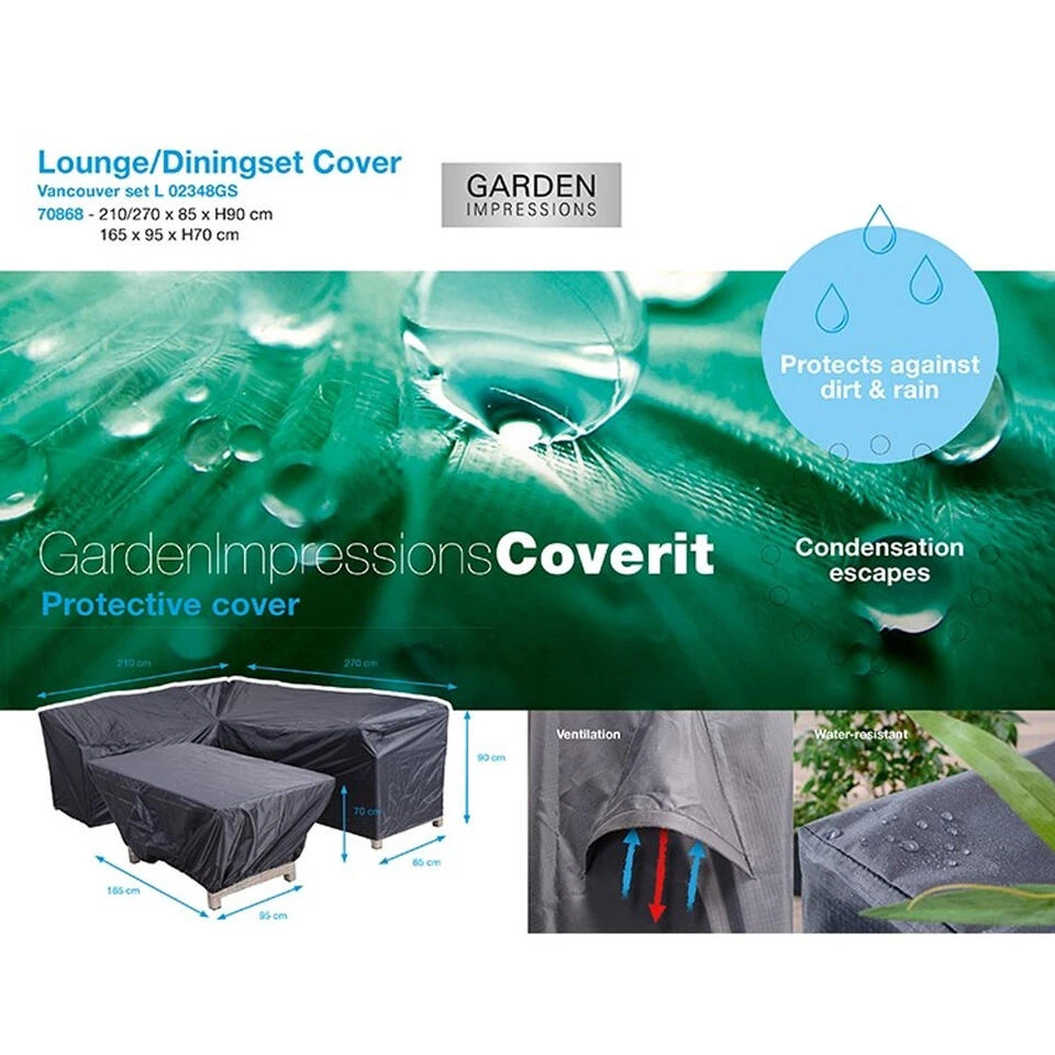 Garden Impressions Lounge Dining Hoes L 210x270xH85/90 En 165x95xH70 1 Garden Impressions Lounge Dining Hoes L 210x270xH85/90 En 165x95xH70
