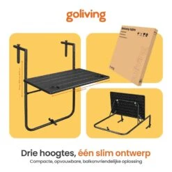 Goliving Balkontafel - Inklapbaar - Hangend - 60 X 40 Cm - Hoogteverstelbaar -Leenbakker Winkel 1888e4069714499596e76d6432fdea9c