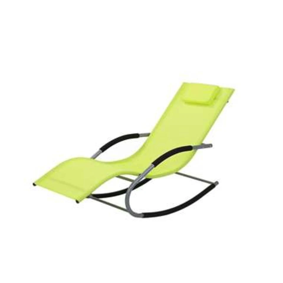 Beliani Tuinligstoel CARANO - Groen Staal, Textiel 3 Beliani Tuinligstoel CARANO - Groen Staal, Textiel - Afbeelding 3