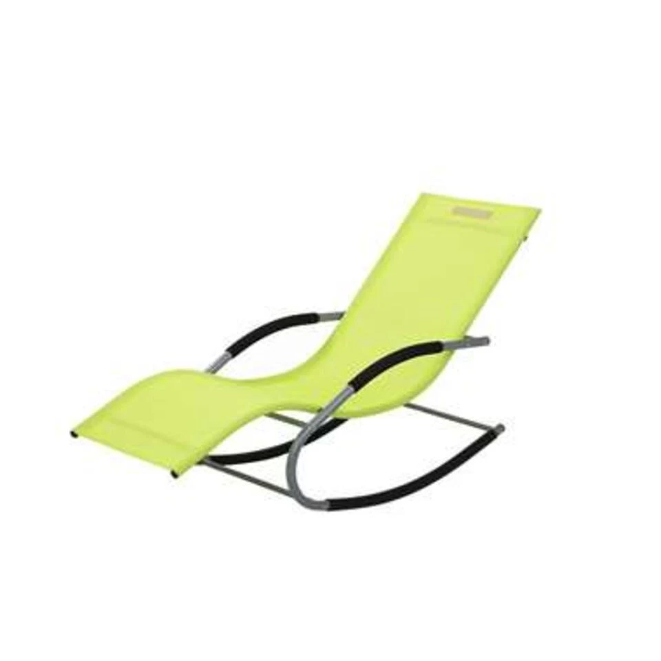 Beliani Tuinligstoel CARANO - Groen Staal, Textiel 4 Beliani Tuinligstoel CARANO - Groen Staal, Textiel - Afbeelding 4