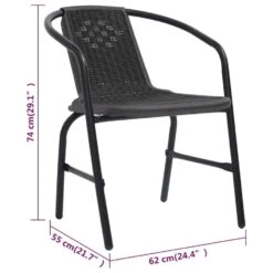VidaXL - Tuinstoelen - 110 Kg - Zwart - Kunststof Rattan En Staal - 6 Stuks -Leenbakker Winkel 1b55521195c34e4d9976470d8525f891