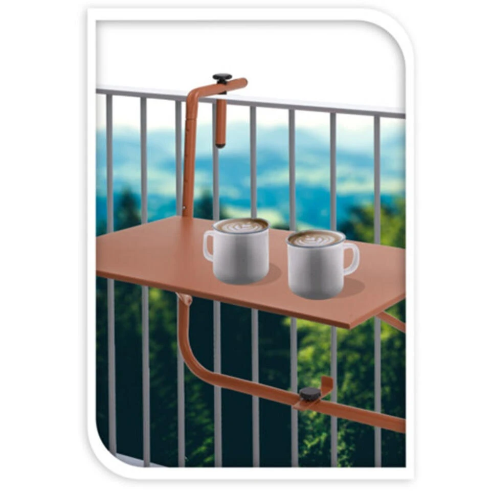 Pro Garden Balkon Tafel - Metaal - Mat Terracotta - 60 X 43 Cm 2 Pro Garden Balkon Tafel - Metaal - Mat Terracotta - 60 X 43 Cm - Afbeelding 2