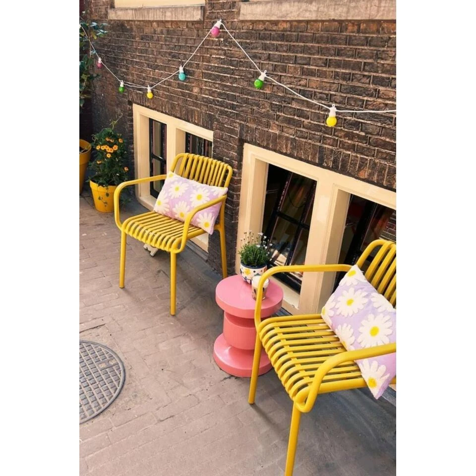 Stripe Stapelbare Tuinstoel - Mosterdgeel 2 Stripe Stapelbare Tuinstoel - Mosterdgeel - Afbeelding 2