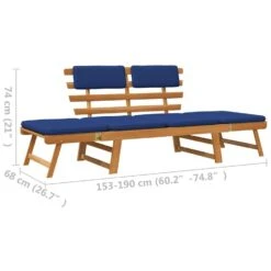 VidaXL - Tuinbank - Blauw - Acaciahout - 190 Cm - 2-in-1 - Met Kussen -Leenbakker Winkel 1ff62d51cc4f4d24998bb09b54c1e38e