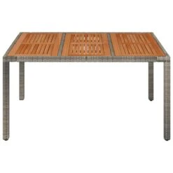 VidaXL - Tuintafel Met Houten Blad - Grijs - Poly Rattan - 150 X 90 X 75 Cm -Leenbakker Winkel 24a27667e9a0476a9d10413cb538588b