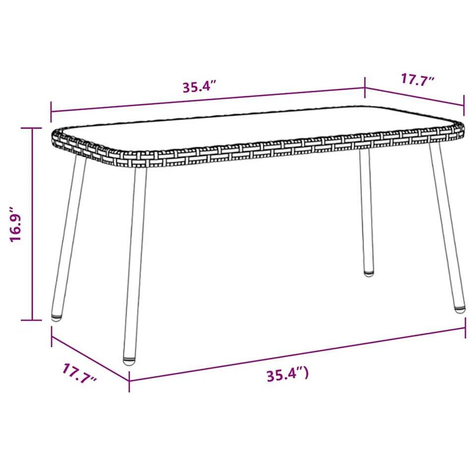 VidaXL - Salontafel - Bruin - Poly Rattan - 90 X 45 X 43 Cm 8 VidaXL - Salontafel - Bruin - Poly Rattan - 90 X 45 X 43 Cm - Afbeelding 8