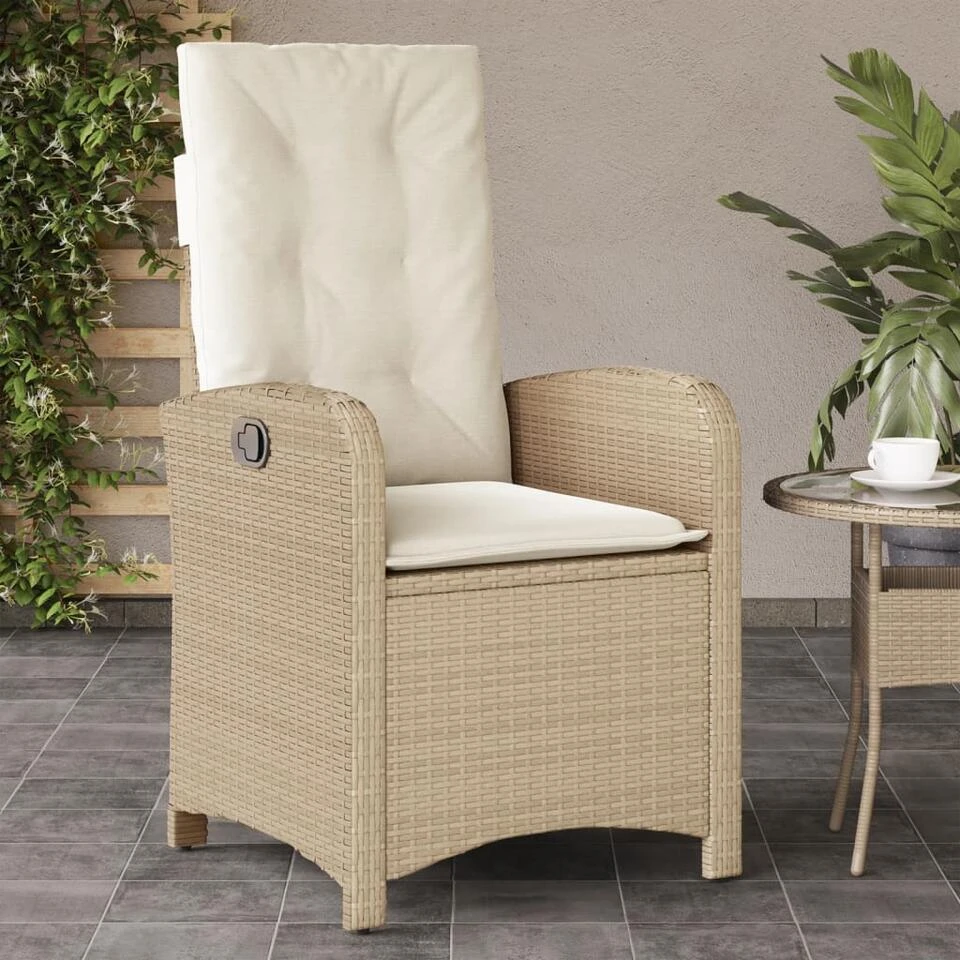 VidaXL - Tuinstoel Verstelbaar Met Kussens - Beige - Poly Rattan - 57x58.5x93 Cm 2 VidaXL - Tuinstoel Verstelbaar Met Kussens - Beige - Poly Rattan - 57x58.5x93 Cm - Afbeelding 2